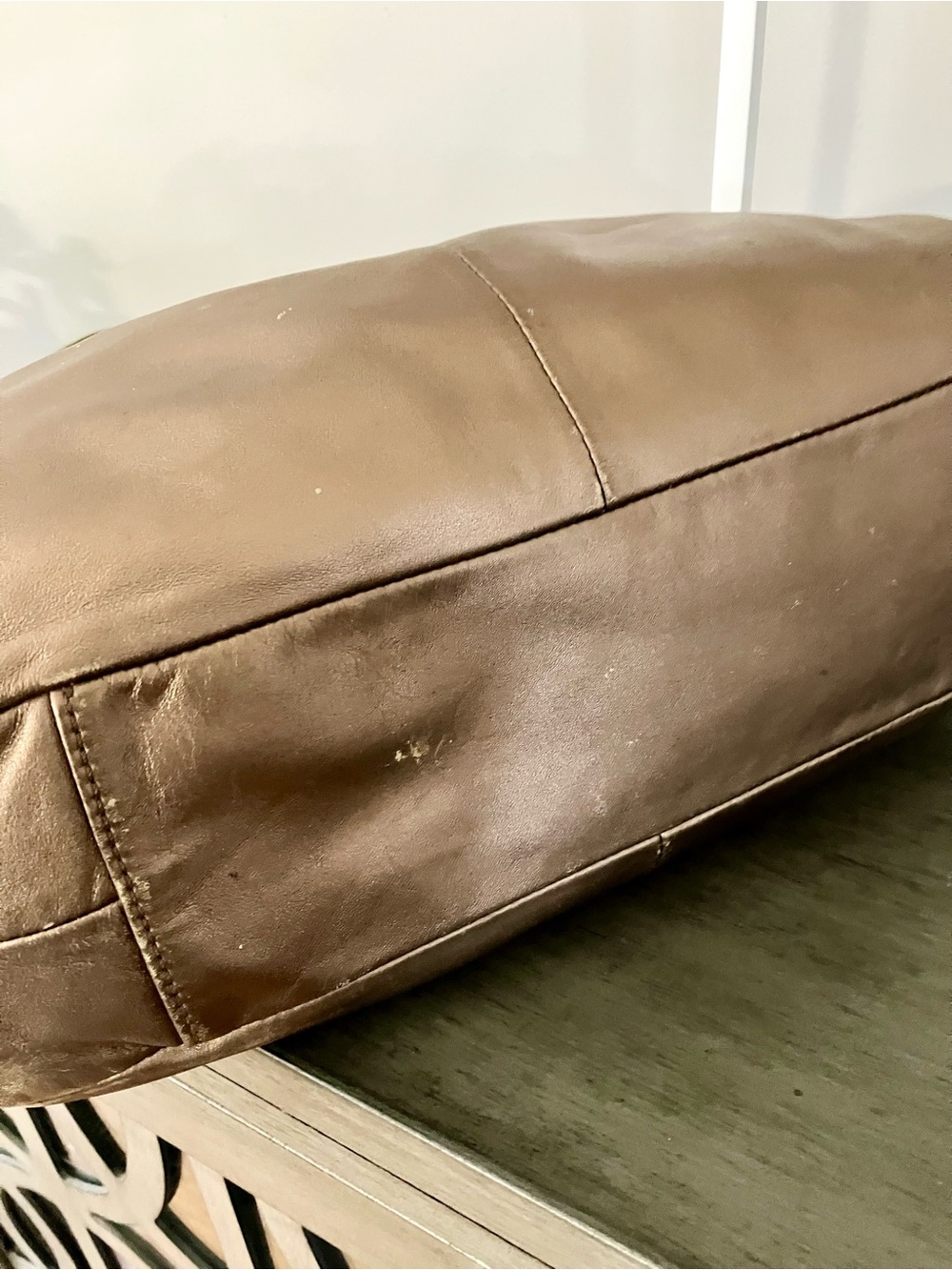 Coach Metallic Bronze Leather Shoulder Hobo Bag - Picture 11 of 15